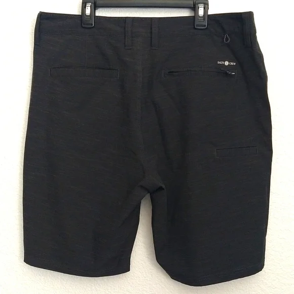 Salty Crew Men's Hybrid Dark Gray Black Shorts Size 33 Zipper Utility pocket - Picture 4 of 7